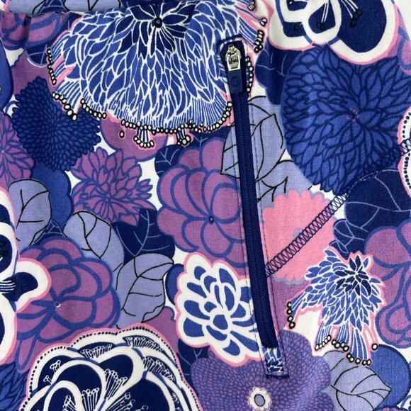 T by Talbots Small Skort Womens Purple Blue Zip Pockets Cotton Spandex Floral - Picture 2 of 6